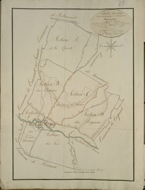 Plan du cadastre napoléonien - Pont-Remy (Pont-de-Rémy) : tableau d'assemblage