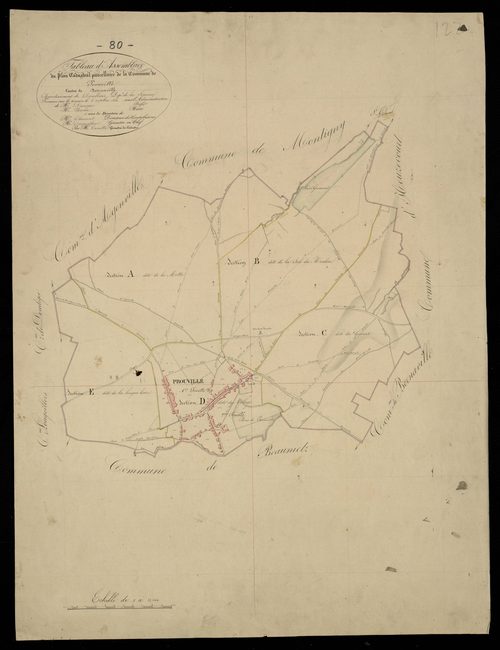 Plan du cadastre napoléonien - Prouville : tableau d'assemblage