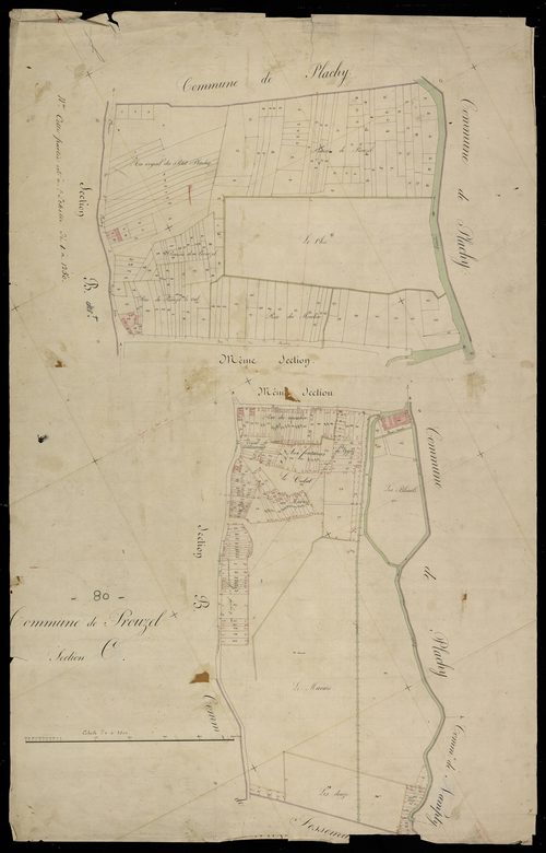 Plan du cadastre napoléonien - Prouzel : B développée et C