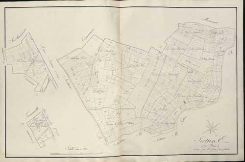 Plan du cadastre napoléonien - Atlas cantonal - Proyart : Chemin d'Harbonnières (Le) ; Bois (Le), D2, D3 et E1