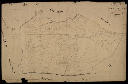 Plan du cadastre napoléonien - Querrieu (Querrieux) : Bois de Mai (Le), B2