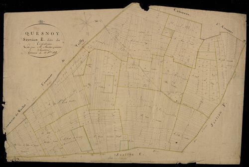 Plan du cadastre napoléonien - Quesnoy-sur-Airaines (Quesnoy) : Cimetière (Le), E