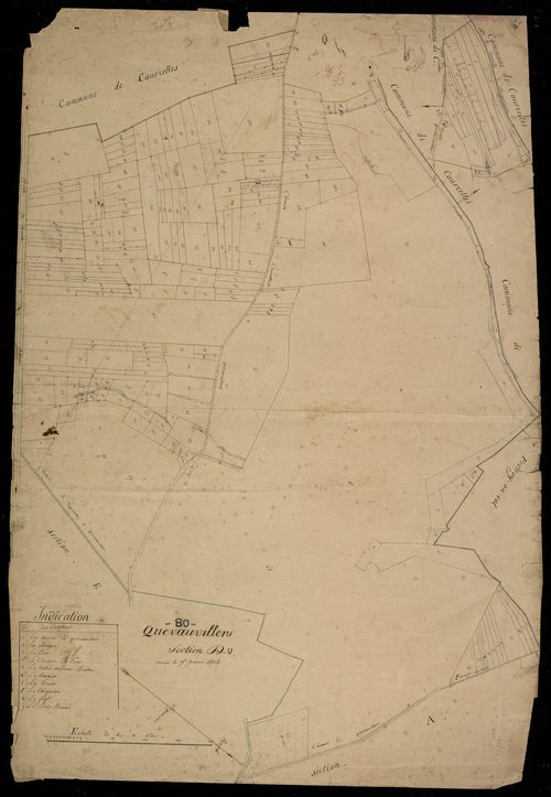 Plan du cadastre napoléonien - Quevauvillers : D