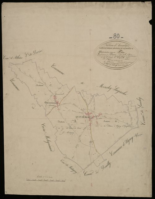 Plan du cadastre napoléonien - Quivieres : tableau d'assemblage