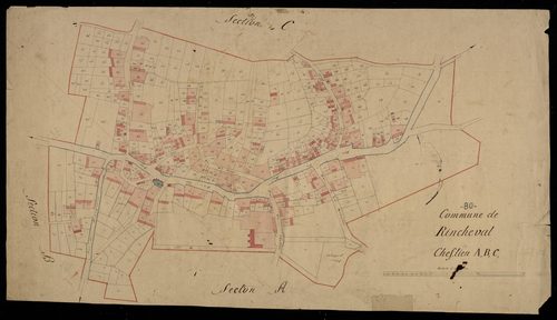 Plan du cadastre napoléonien - Raincheval (Rincheval) : Chef-lieu (Le), A, B et C développées