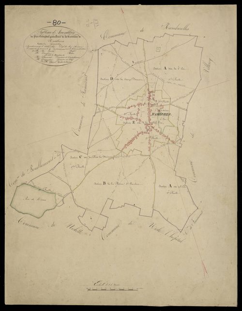 Plan du cadastre napoléonien - Rambures : tableau d'assemblage