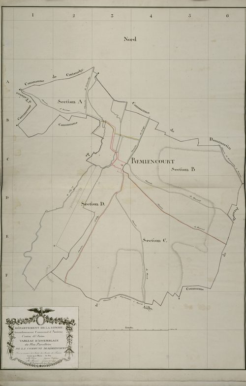 Plan du cadastre napoléonien - Remiencourt : tableau d'assemblage