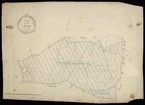 Plan du cadastre napoléonien - Rethonvillers (Rethonvllers) : Village (Le), B1