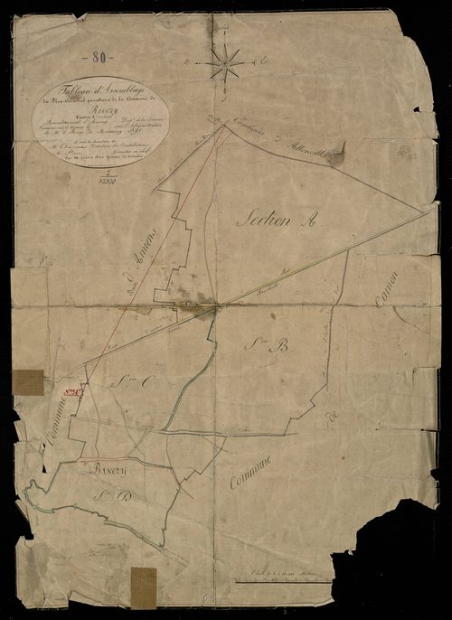 Plan du cadastre napoléonien - Rivery : tableau d'assemblage