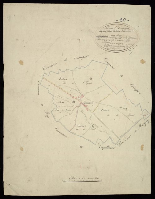 Plan du cadastre napoléonien - Roiglise : tableau d'assemblage