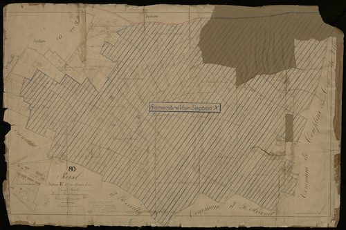 Plan du cadastre napoléonien - Roisel : Moulin de Bois (Le), B et partie développée de B