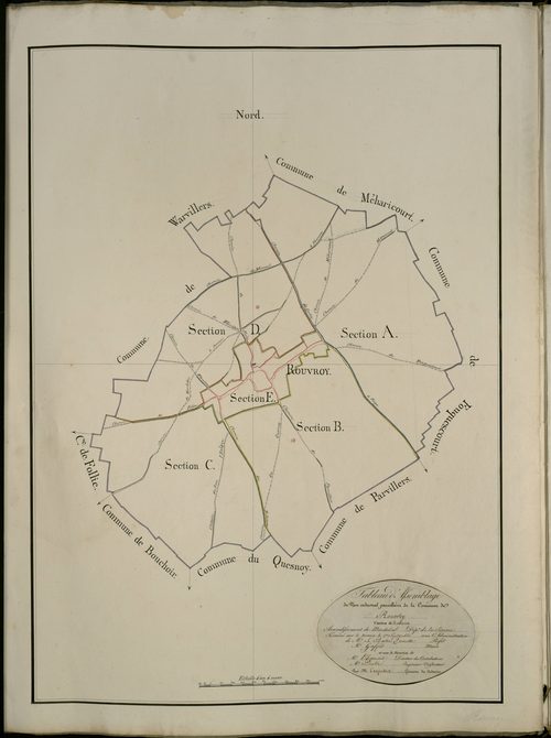Plan du cadastre napoléonien - Rouvroy-en-Santerre (Rouvroy) : tableau d'assemblage