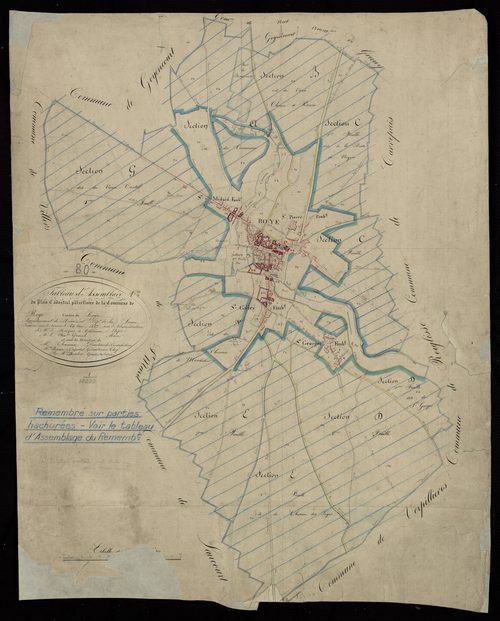 Plan du cadastre napoléonien - Roye : tableau d'assemblage