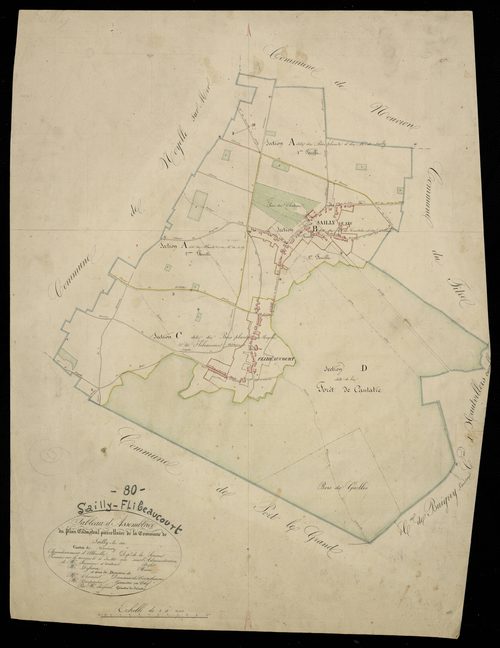 Plan du cadastre napoléonien - Sailly-Flibeaucourt (Sailly-le sec) : tableau d'assemblage