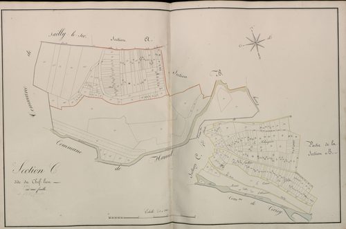 Plan du cadastre napoléonien - Atlas cantonal - Sailly-Laurette (Sailly Laurette) : Chef Lieu (Le), C et partie de B