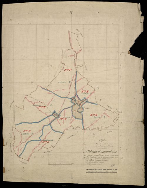 Plan du cadastre napoléonien - Saint-Fuscien : tableau d'assemblage