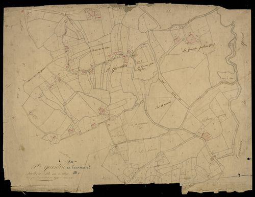Plan du cadastre napoléonien - Saint-Quentin-en-Tourmont (Saint Quentin) : Village (Le), B