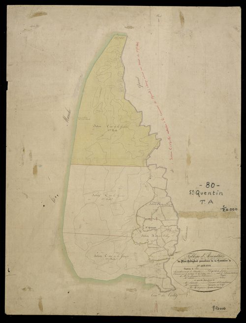 Plan du cadastre napoléonien - Saint-Quentin-en-Tourmont (Saint Quentin) : tableau d'assemblage