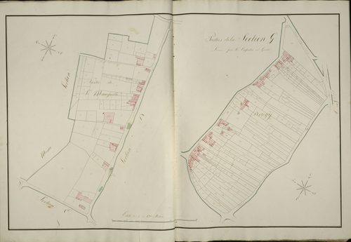 Plan du cadastre napoléonien - Saint-Riquier : G (2 parties développées)