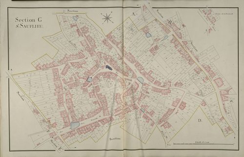 Plan du cadastre napoléonien - Saint-Sauflieu : Saint Sauflieu (section G), G et sections A, B, C, E et F développées