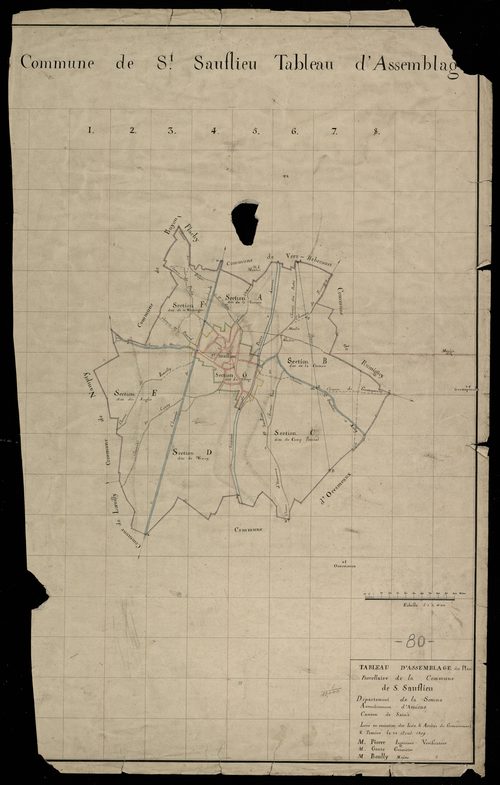 Plan du cadastre napoléonien - Saint-Sauflieu : tableau d'assemblage
