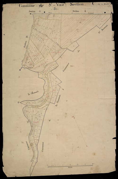 Plan du cadastre napoléonien - Saint-Vast-en-Chaussée (Saint-Vast) : Moulin à Warde (Le), C