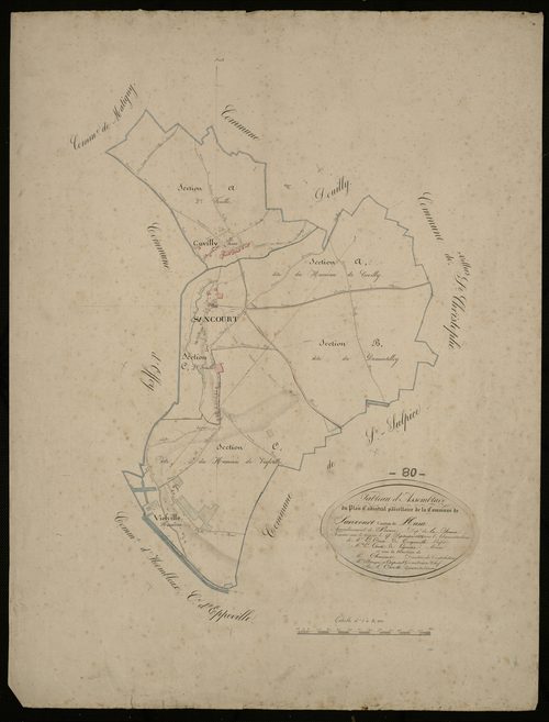 Plan du cadastre napoléonien - Sancourt : tableau d'assemblage