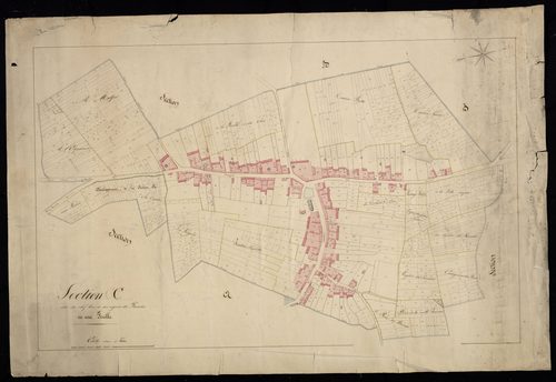 Plan du cadastre napoléonien - Sauvillers-Mongival (Sauvillers) : Chef-lieu (Le) ; Vignes du Paradis (Les), C