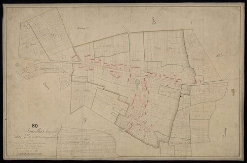Plan du cadastre napoléonien - Sauvillers-Mongival (Sauvillers) : Chef-lieu (Le) ; Vignes du Paradis (Les), C et partie développée de la section A