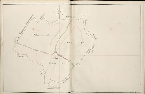 Plan du cadastre napoléonien - Atlas cantonal - Seux : tableau d'assemblage