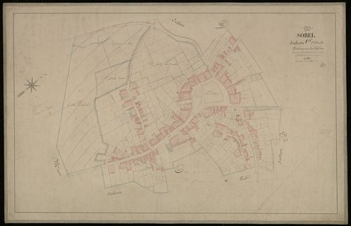 Plan du cadastre napoléonien - Sorel : Chef-lieu (Le), C1 (correspond au développement d'une partie de C2)
