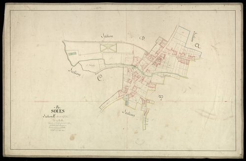 Plan du cadastre napoléonien - Soues : Chef-lieu (Le), E