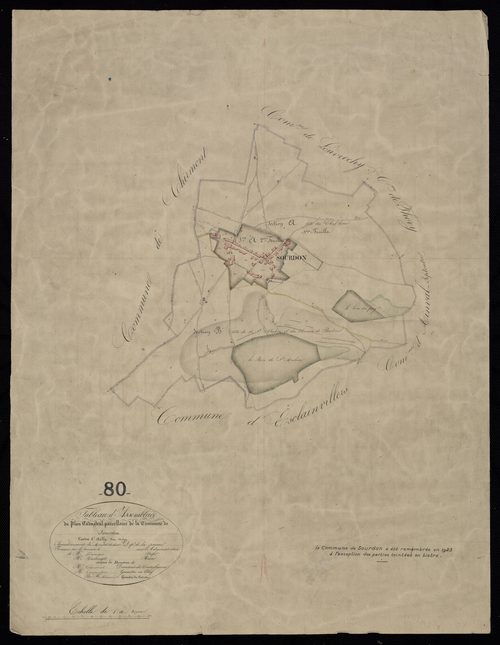 Plan du cadastre napoléonien - Sourdon : tableau d'assemblage