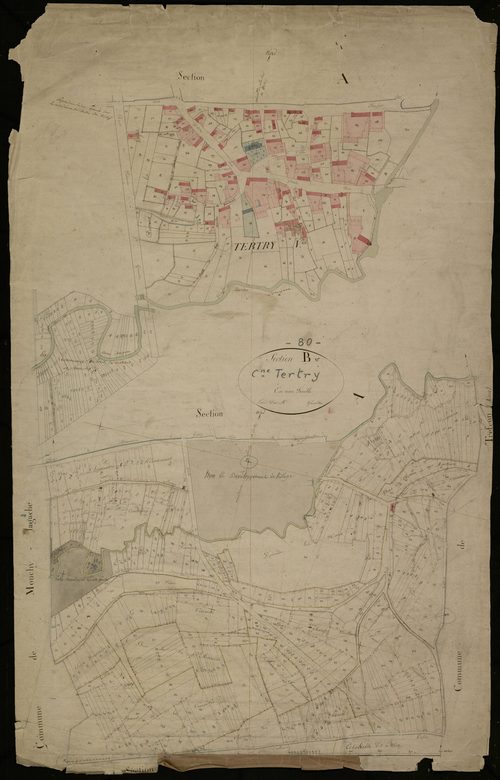 Plan du cadastre napoléonien - Tertry : B et partie développée de B