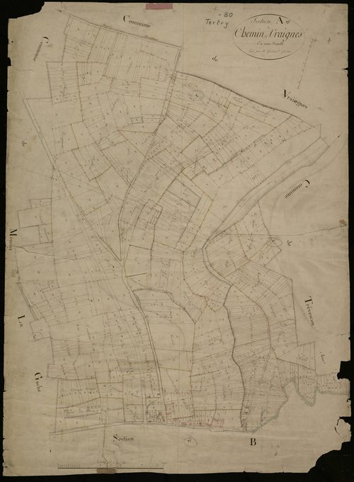 Plan du cadastre napoléonien - Tertry : Chemin de Vraignes (Le), A