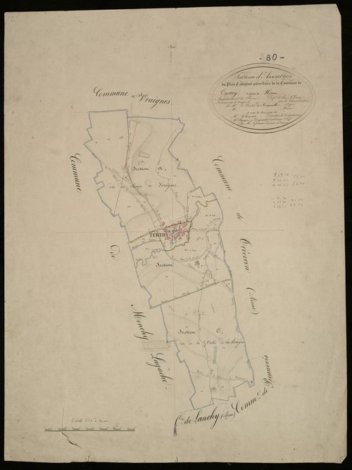 Plan du cadastre napoléonien - Tertry : tableau d'assemblage