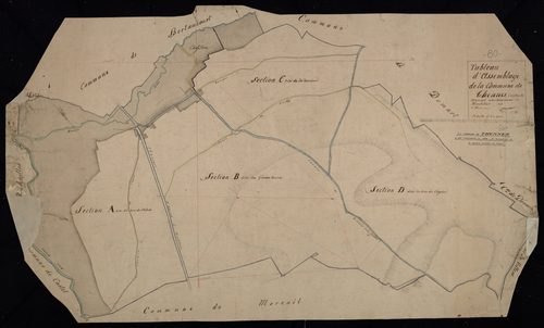 Plan du cadastre napoléonien - Thennes : tableau d'assemblage