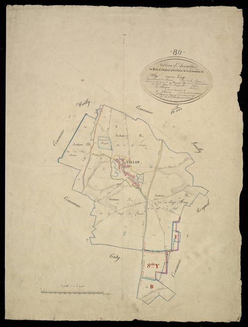 Plan du cadastre napoléonien - Tilloy-Les-Conty (Tilloy) : tableau d'assemblage