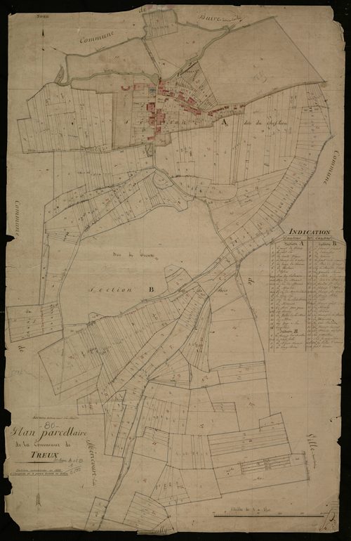 Plan du cadastre napoléonien - Treux : A et B