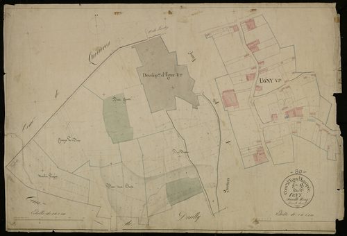 Plan du cadastre napoléonien - Ugny-L'equipee : Ugny, B et partie développée de B