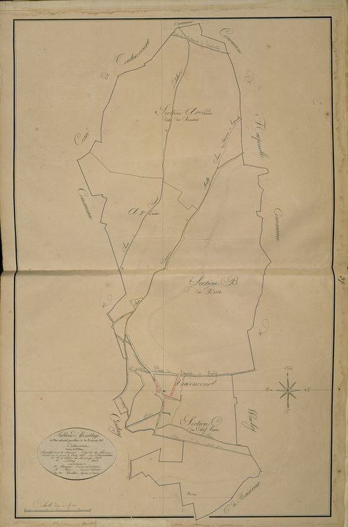 Plan du cadastre napoléonien - Atlas cantonal - Vadencourt : tableau d'assemblage