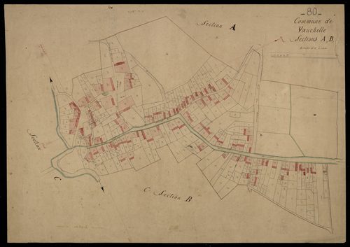 Plan du cadastre napoléonien - Vauchelles-Les-Authie (Vauchelle) : A et B développement