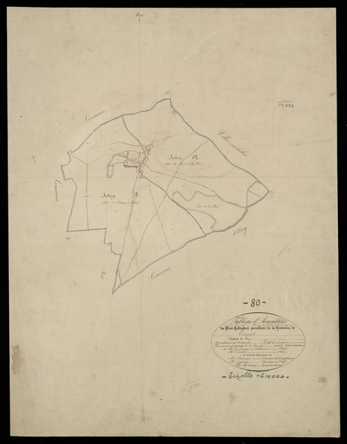 Plan du cadastre napoléonien - Vercourt : tableau d'assemblage