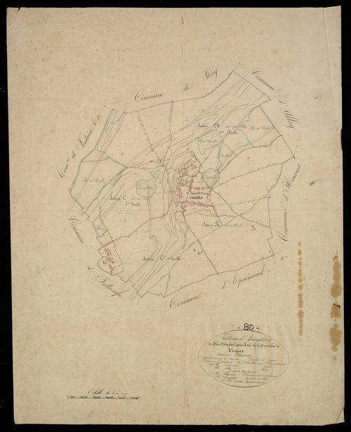 Plan du cadastre napoléonien - Vergies : tableau d'assemblage