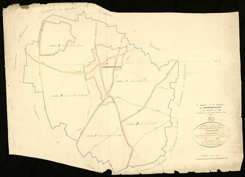 Plan du cadastre napoléonien - Vermandovillers : tableau d'assemblage
