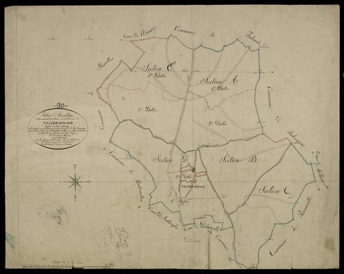 Plan du cadastre napoléonien - Villers-Bocage : tableau d'assemblage