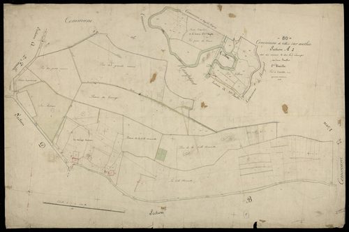 Plan du cadastre napoléonien - Villers-sur-Authie : Viviers (les) ; Bas champs (les), A1 et morceau de A2