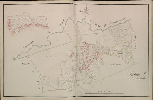 Plan du cadastre napoléonien - Atlas cantonal - Ville-sur-Ancre (Ville-sous-Corbie) : A et partie de A développée