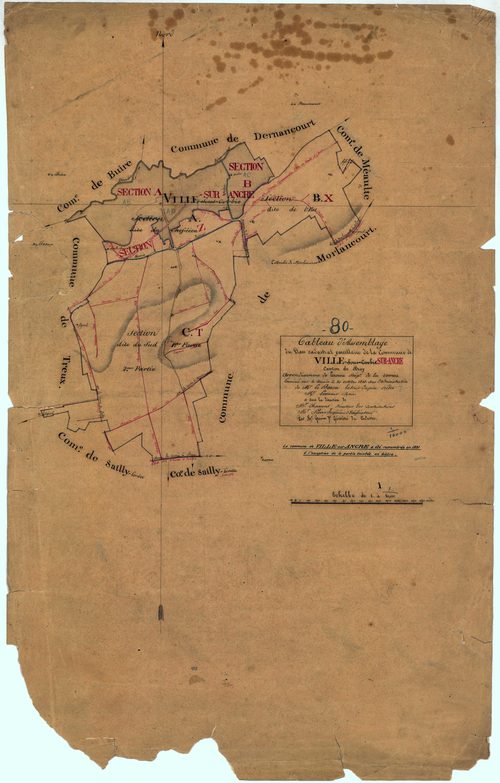 Plan du cadastre napoléonien - Ville-sur-Ancre (Ville-sous-Corbie) : tableau d'assemblage