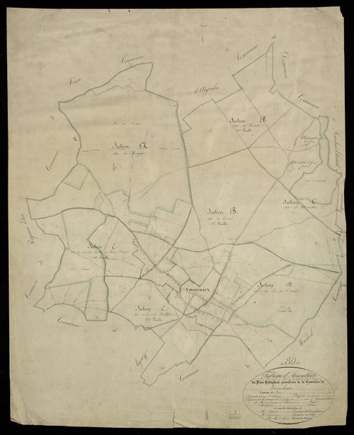 Plan du cadastre napoléonien - Vironchaux : tableau d'assemblage